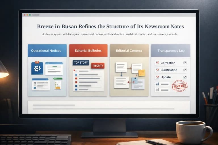 breeze in busan newsroom notes structure update illustration